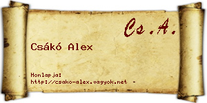 Csákó Alex névjegykártya