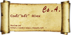 Csákó Alex névjegykártya